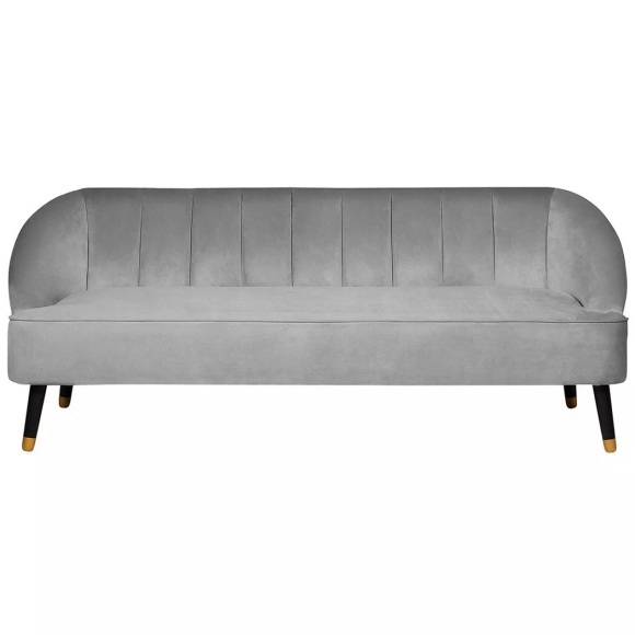 Beliani 3-Sitzer Sofa Samtstoff hellgrau ALSVAG