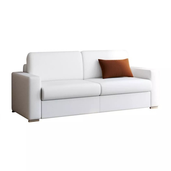 LINEA SOFA - Schlafsofa mit Matratze 4-Sitzer Kunstleder - Weiß - Liegefläche mit Lattenrost: 160 cm - Matratzenhöhe: 16 cm mit Memory Schaum - CALITO, One Size, Weiss