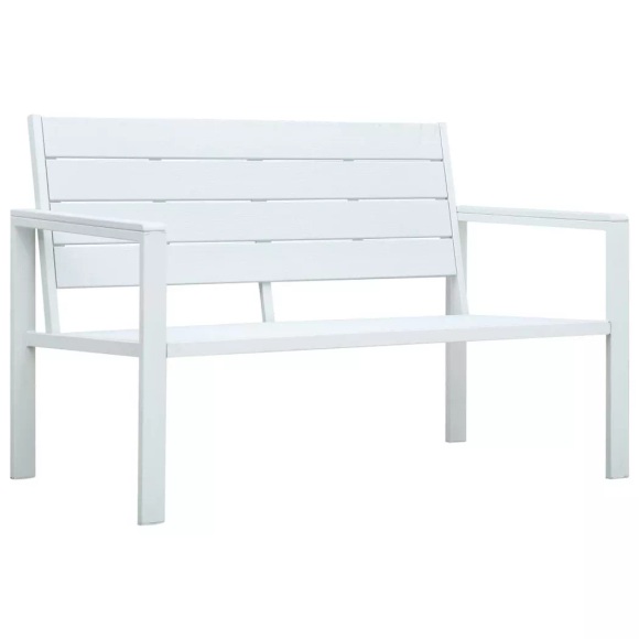 Gartenbank 120 cm HDPE Weiss Holz-Optik