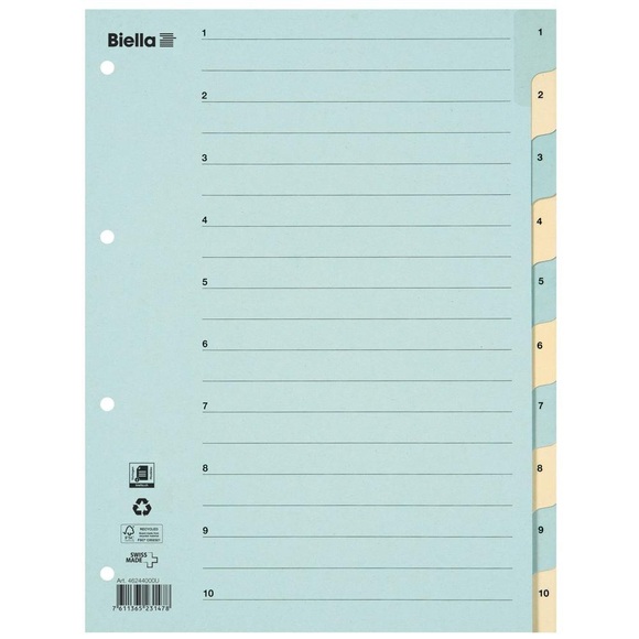 Kartonregister Taben Verstärkt, Teilung 1-10 - X 25 Unisex Blau A4