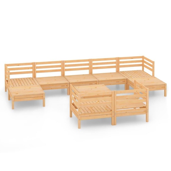 vidaXL 10-tlg. Garten-Lounge-Set Kiefer Massivholz