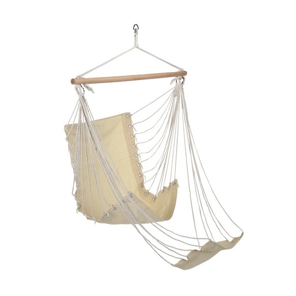 HI Hängestuhl mit Fußstütze Beige Baumwoll-Segeltuch