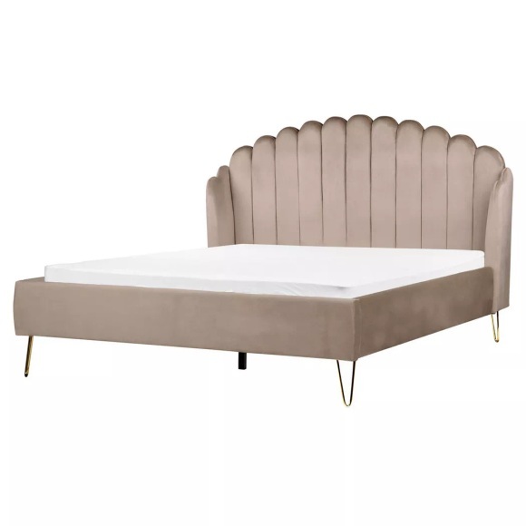 Bett mit Lattenrost aus Samtstoff Retro AMBILLOU Bett mit Lattenrost aus Samtstoff Retro AMBILLOU