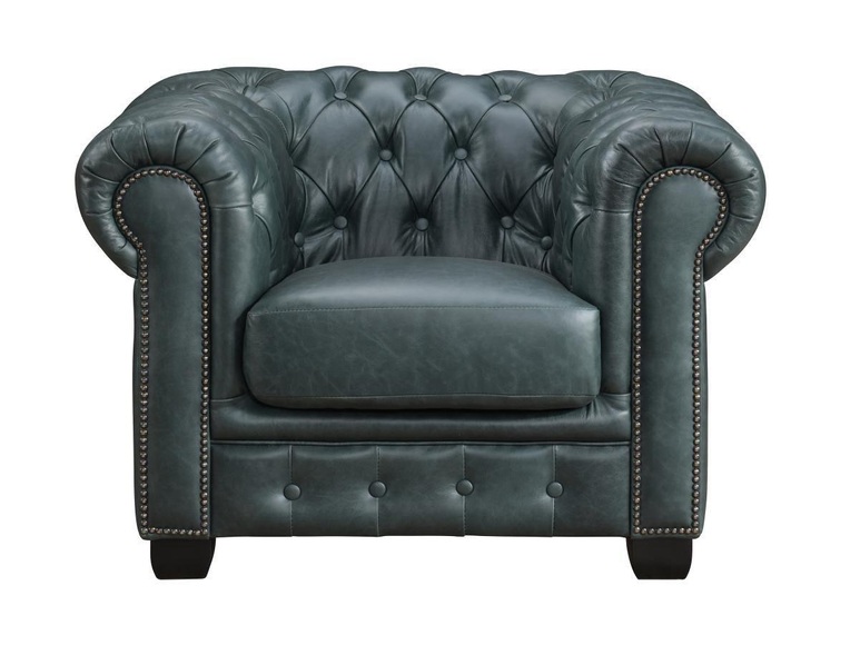 Chesterfield Ledersessel - Büffelleder - Grau - BRENTON Chesterfield Ledersessel - Büffelleder - Grau - BRENTON