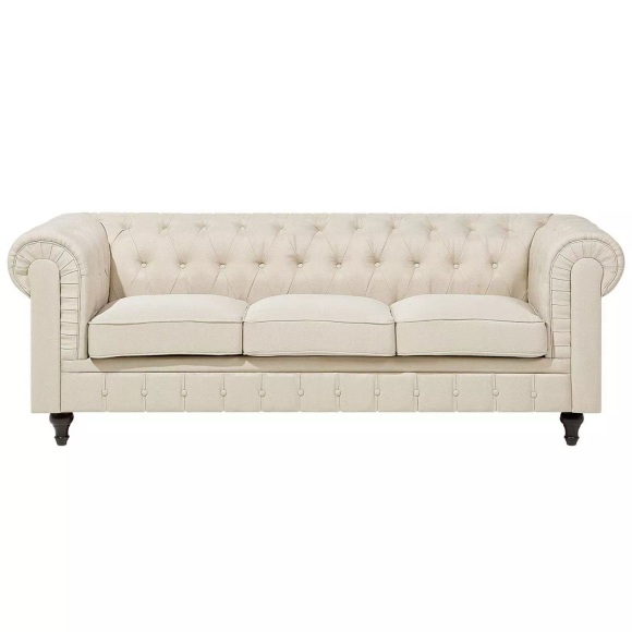Beliani 3-Sitzer Sofa Polsterbezug beige CHESTERFIELD