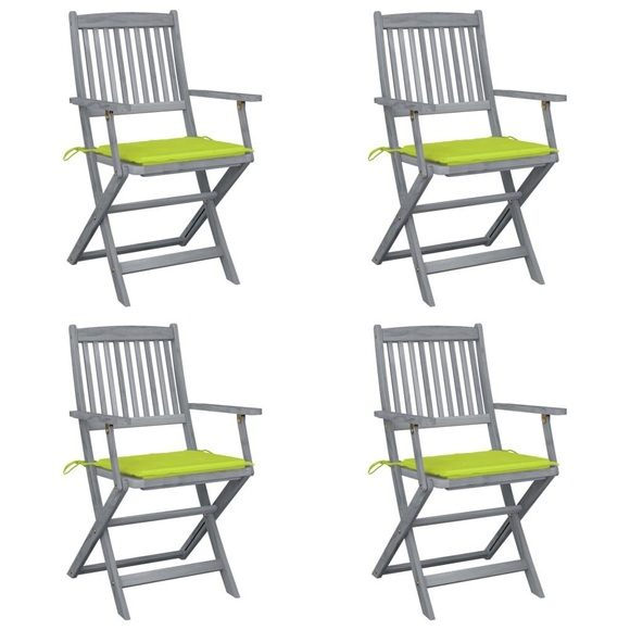 vidaXL Klappbare Gartenstühle 4 Stk. mit Sitzkissen Massivholz Akazie