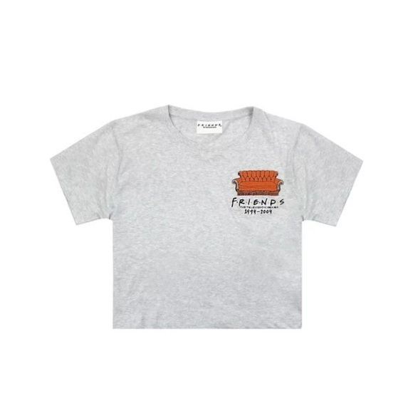 Central Perk Sofa Crop Tshirt Damen Taubengrau XXL