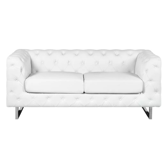 Beliani 2-Sitzer Sofa Kunstleder weiss VISSLAND