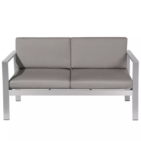 Beliani Gartensofa Aluminium 2-Sitzer Auflagen dunkelgrau Salerno