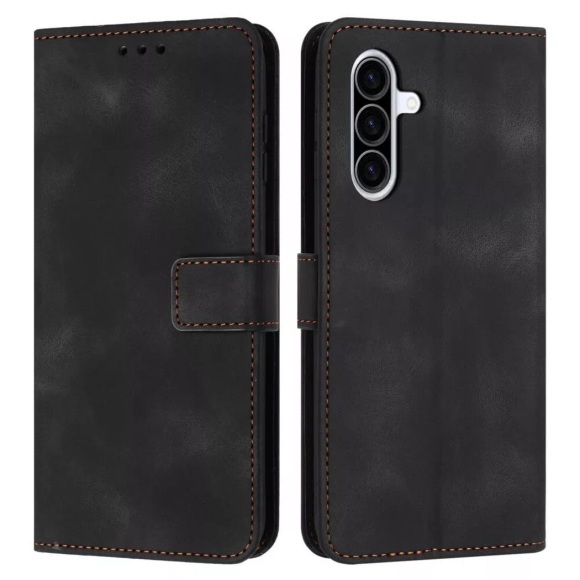 Cover-Discount - Galaxy A36 5G / A56 5G ? Wildleder Look Etui im Vintage Design, Schwarz