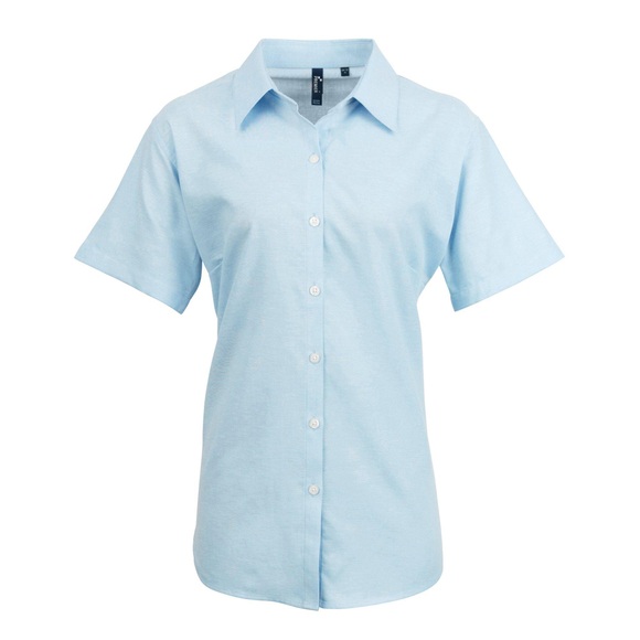 Oxfordbluse Bluse Arbeitshemd, Kurzärmlig Damen Hellblau 52