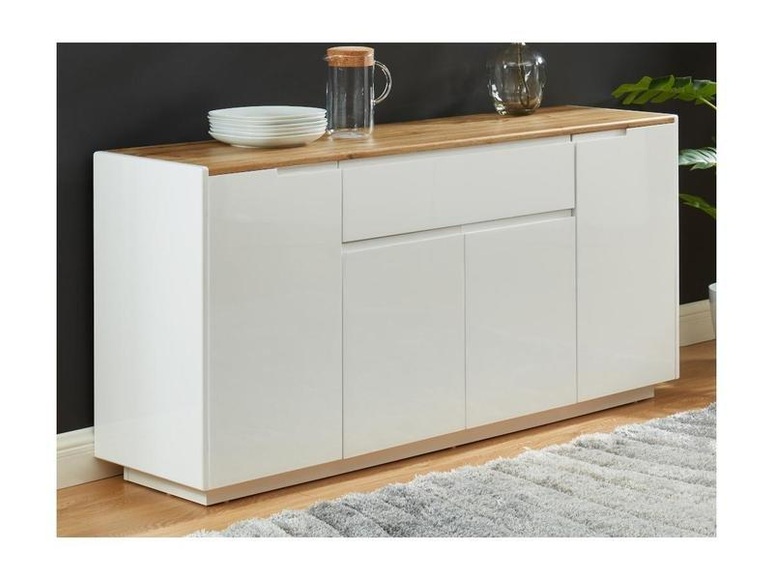 Sideboard AMANI 4 Türen 1 Schublade MDF lackiert Eichenholzfarben Sideboard AMANI 4 Türen 1 Schublade MDF lackiert Eichenholzfarben