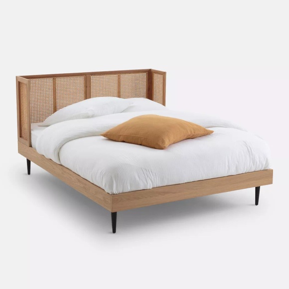 Bett WASKA mit Rattankopfteil und Lattenrost Bett WASKA mit Rattankopfteil und Lattenrost