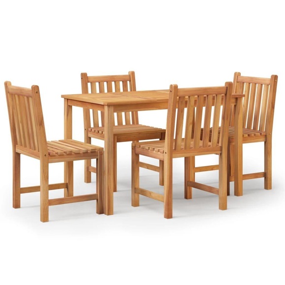 vidaXL 5-tlg. Garten-Essgruppe Massivholz Teak