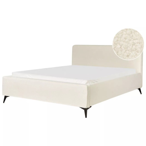Bett mit Lattenrost aus Bouclé Klassisch VALOGNES Bett mit Lattenrost aus Bouclé Klassisch VALOGNES
