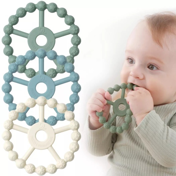 Activity-board - Beißring Baby, 3er-Pack Baby Spielzeug Kühlung, Silikon Greifring, One Size, Multicolor