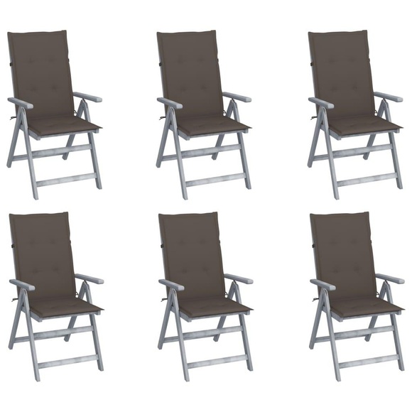 vidaXL Verstellbare Gartenstühle 6 Stk. mit Auflagen Massivholz Akazie