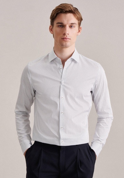 Business Hemd Slim Fit Extra Langer Arm Druck Unisex Dunkelblau 42