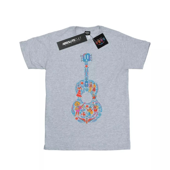 Coco Guitar Pattern Tshirt Damen Grau M