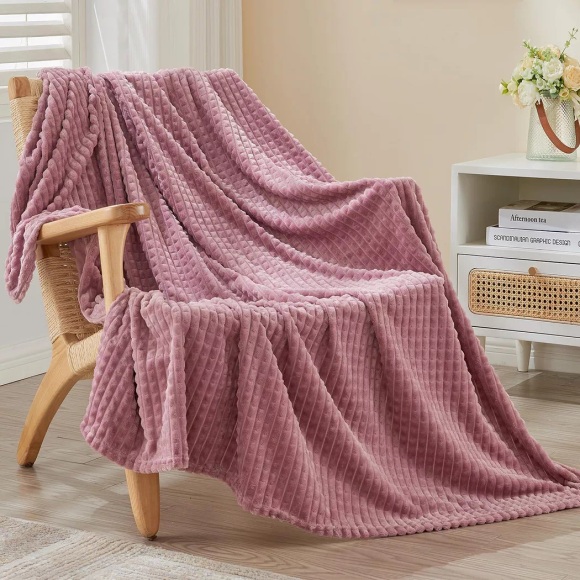Alopini - Kuscheldecke flauschige Decke, Erlebnis-Fleecedecke, weiche und warme Wolldecke Wurfdecke, Decken für Sofa, Tagesdecke Couch, One Size, Pink