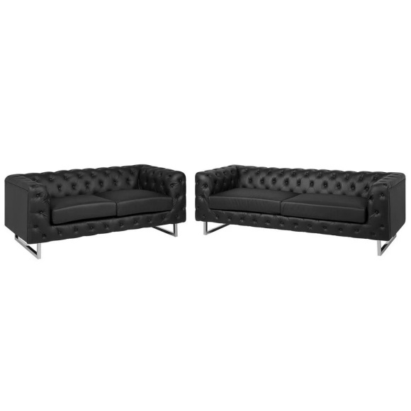 Beliani Sofa Set Kunstleder schwarz 5-Sitzer VISSLAND