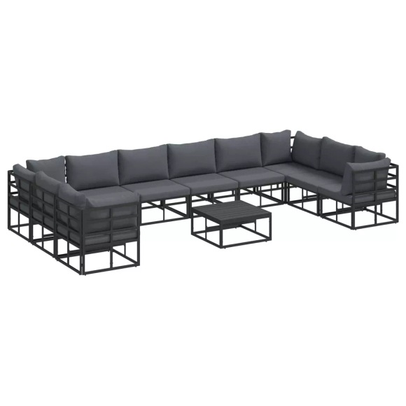 VidaXL - Garten-sofa aluminium, One Size, Schwarz