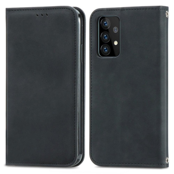 Galaxy A72 - Seidige Stand Flip Case Hülle schwarz