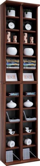 MID.YOU Cd-regal in nussbaumfarbe , 'Almera' _ Nussbaumfarben , Holzwerkstoff , 20 Fächer , 42x183x20 cm , Dekorfolie,Nachbildung , 000657005302