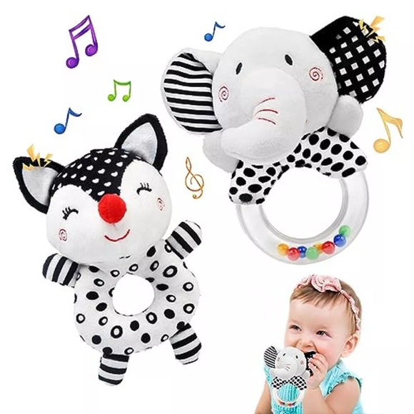 Activity-board - 2 Stück Babyrassel, Babyspielzeug, Greifspielzeug zum Rasseln, One Size, Multicolor