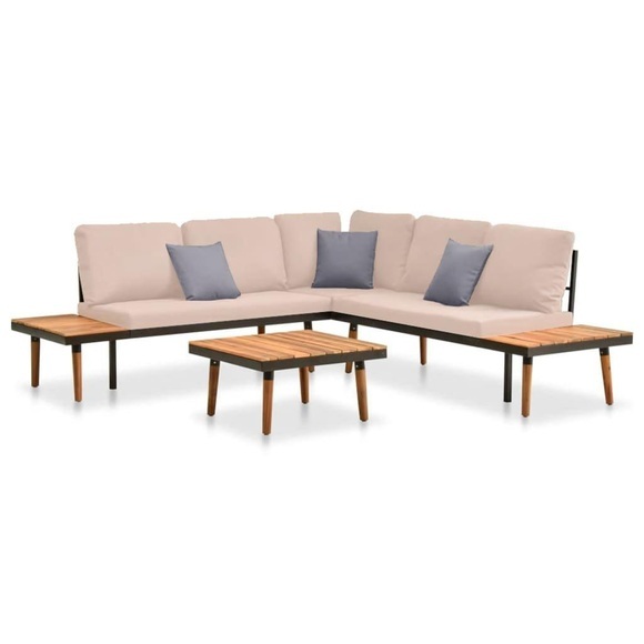 vidaXL 4-tlg. Garten-Lounge-Set mit Kissen Massivholz Akazie