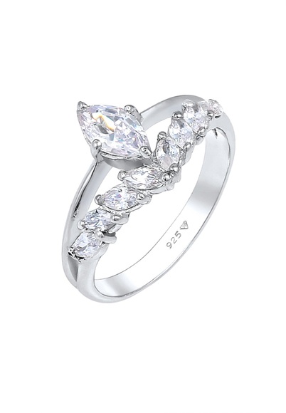 Ring Marquise Zirkonia Damen Silber 58mm
