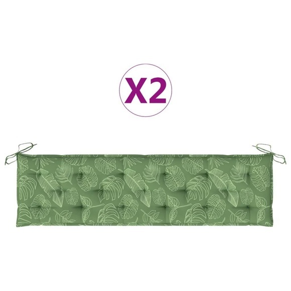 vidaXL Bankauflagen 2 Stk. Blattmuster 180x50x7 cm Stoff