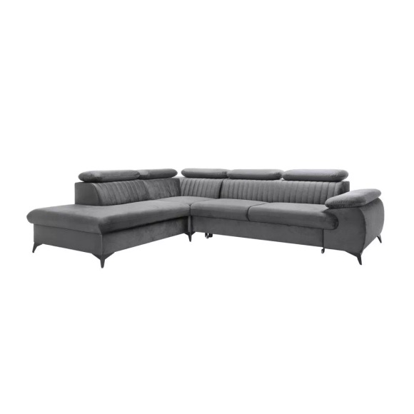 Großes Ecksofa Mit Schlaffunktion - Ecke Links - Samt - Anthrazit - Samara Von Pascal Morabito Unisex Anthrazit ONE SIZE