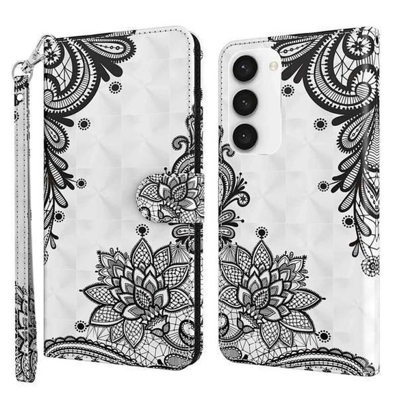 Galaxy S23+ - Etui Glitzer Effekt Blumen
