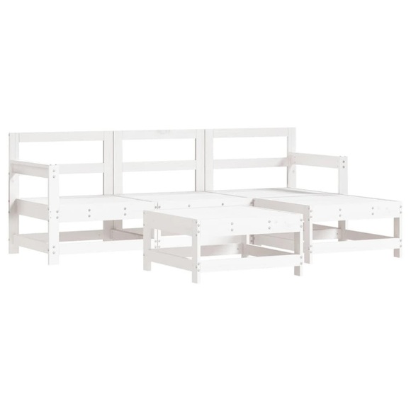 vidaXL 5-tlg. Garten-Lounge-Set Weiß Massivholz Kiefer