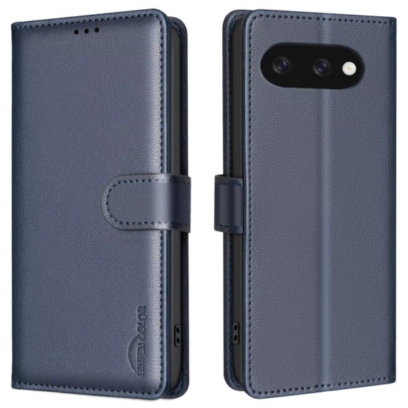Cover-Discount - Google Pixel 9a - BINFEN Leder Etui Hülle mit RFID Blocker, Blau