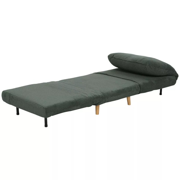 Northio - 2-in-1 Schlafsofa Schlafsessel Verstellbar Klappmatratze Gästebett im Cord-Optik, für Schlafzimmer, Wohnzimmer Grün 82 x 89 83 cm Aosom, One Size