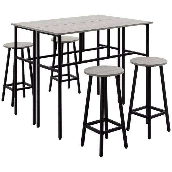 HOMCOM - Bartisch-Set, One Size, Grau
