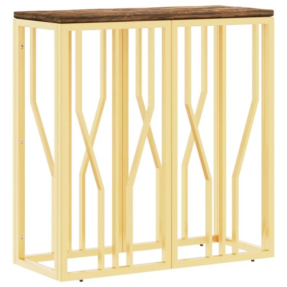 vidaXL Konsolentisch Golden Edelstahl und Altholz Massiv