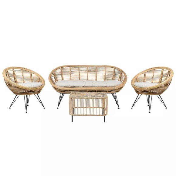 Lounge Set mit Tisch aus Rattan Boho MARATEACESENATICO Lounge Set mit Tisch aus Rattan Boho MARATEACESENATICO