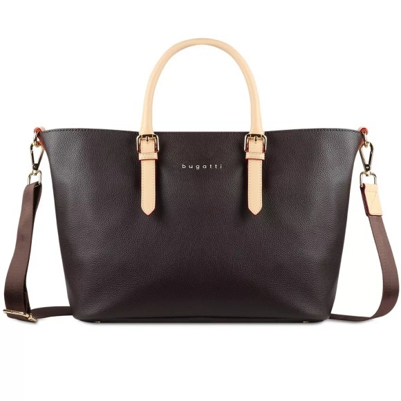 Bugatti - Leder-Shoppingtasche Ella M - Dunkelbraun