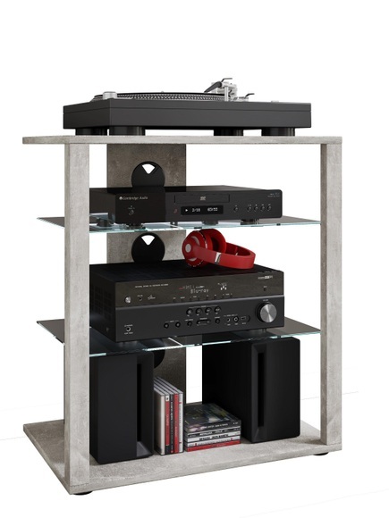 MID.YOU Tv-rack , Folas , Grau , Holzwerkstoff , 60x70x41 cm , melaminharzbeschichtet,Nachbildung , Kabeldurchlass , 000657031605