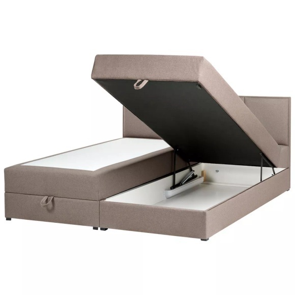 Beliani - Boxspringbett mit Stauraum aus Stoff Skandinavisch BARONET, 180x200 cm, Taupe