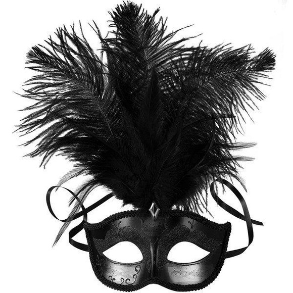 Venezianische Maske mit Federn Schwarz