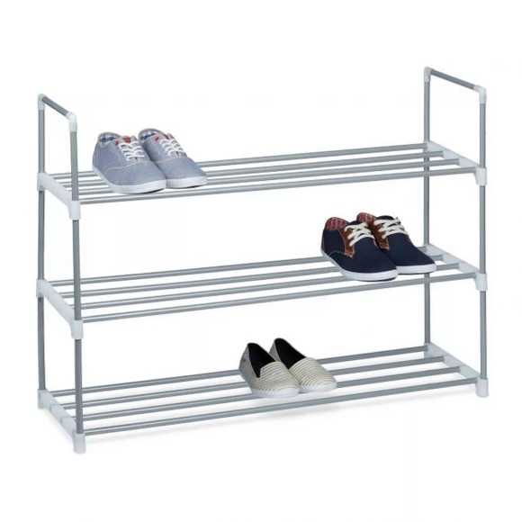 B2X - Schuhregal aus Metall silber, 92cm