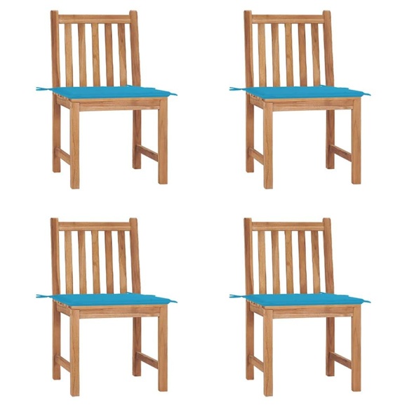 vidaXL Gartenstühle 4 Stk. mit Kissen Massivholz Teak
