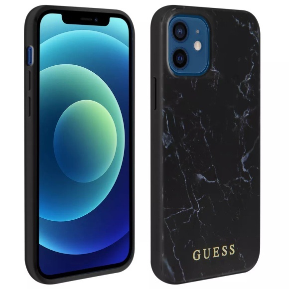 Guess - iPhone 12 Mini Hardcase Hülle Marble (GUHCP12SPCUMABK) - Schwarz