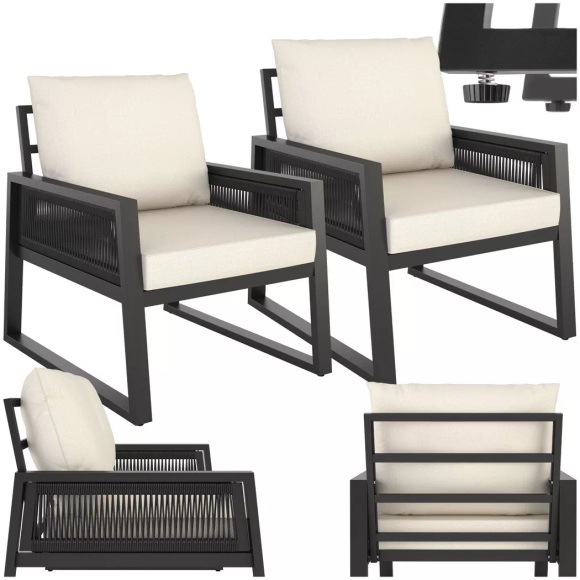 Tectake - Gartenlounge-Set Captive im Rope-Design, 2P, Anthrazit