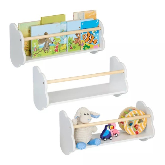 Northix - Kinder-Bücherregal Wolken 3er-Pack, 24cm