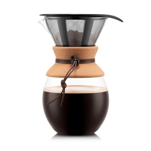 Kaffeebereiter mit Permanent Edelstahl Kaffeefilter POUR OVER 1.5 L Kork Kaffeebereiter mit Permanent Edelstahl Kaffeefilter POUR OVER 1.5 L Kork